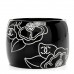 Resin Crystal Camellia CC Cuff Bracelet Black Silver
