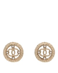Pearl CC Round Rope Earrings Gold
