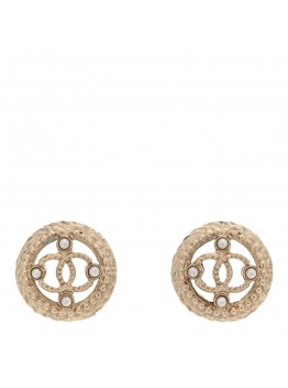 Pearl CC Round Rope Earrings Gold