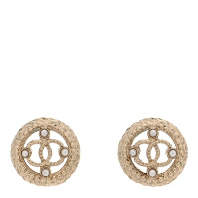 Pearl CC Round Rope Earrings Gold
