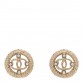 Pearl CC Round Rope Earrings Gold