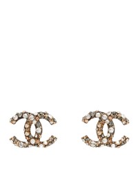 Metal Crystal CC Earrings Gold Multicolor