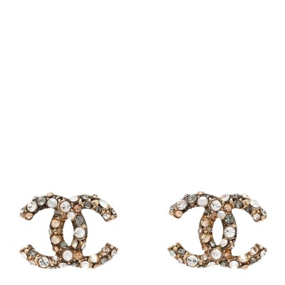 Metal Crystal CC Earrings Gold Multicolor