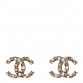 Metal Crystal CC Earrings Gold Multicolor