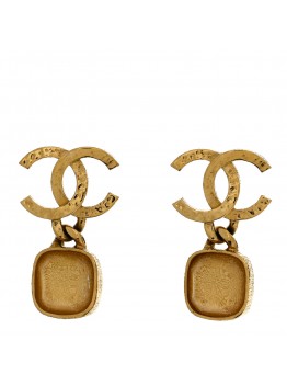 Metal Natural Stones CC Drop Earrings Gold