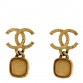 Metal Natural Stones CC Drop Earrings Gold
