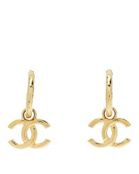 CC Hoop Drop Earrings Gold