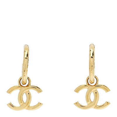 CC Hoop Drop Earrings Gold