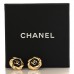 Resin CC Round Earrings Gold Black