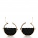 Metal Resin Quilted Flap Bag Hoop Earrings Black Gold