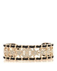 Lambskin Crystal CC Star Cuff S Bracelet Gold Black