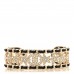 Lambskin Crystal CC Star Cuff S Bracelet Gold Black
