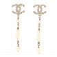 Pearl Crystal CC Drop Earrings Gold