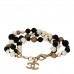 Metal Pearl Beaded Textured CC Gold Black White