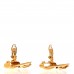 Metal Round CC Drop Clip On Earrings Gold