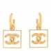 Metal Resin CC Square Drop Earrings Gold Transparent