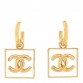 Metal Resin CC Square Drop Earrings Gold Transparent