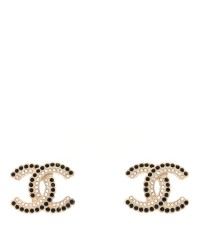 Crystal CC Earrings Black Gold