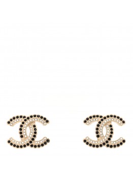 Crystal CC Earrings Black Gold