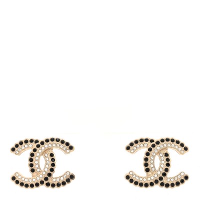 Crystal CC Earrings Black Gold
