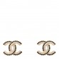 Crystal CC Earrings Black Gold