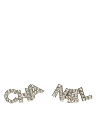 Crystal Cha-Nel Logo Earrings Gold