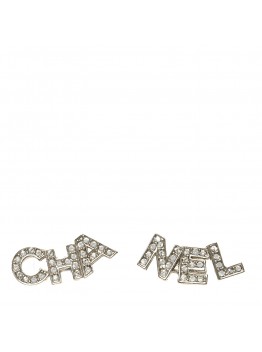 Crystal Cha-Nel Logo Earrings Gold