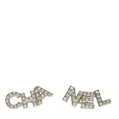 Crystal Cha-Nel Logo Earrings Gold