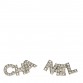 Crystal Cha-Nel Logo Earrings Gold