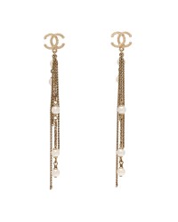 Pearl CC Multi Chain Drop Earrings Gold