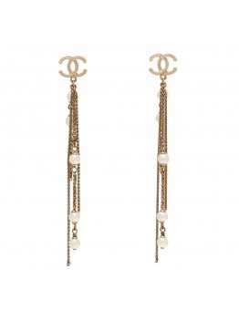 Pearl CC Multi Chain Drop Earrings Gold