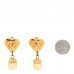 Metal Pearl CC Heart Drop Clip On Earrings Gold