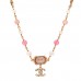 Crystal Pearl Bead CC Choker Gold Pink