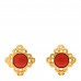 Enamel CC Clip On Earrings Orange Gold