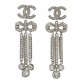 Crystal CC Bow Drop Earrings Silver