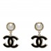 Pearl Enamel CC Drop Earrings Black