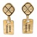 Metal Quilted Tag Drop Clip On Earrings Gold