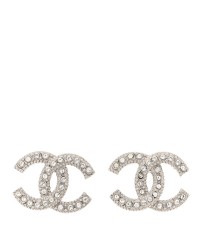 Crystal CC Coco Flapper Earrings Silver