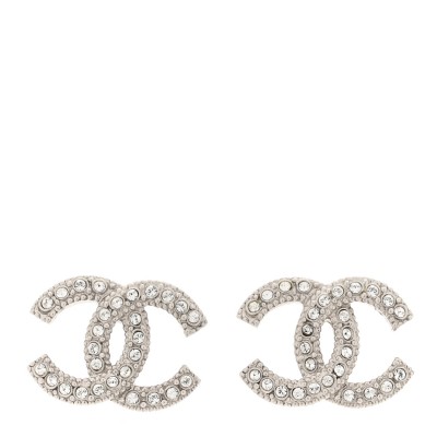 Crystal CC Coco Flapper Earrings Silver