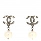 Pearl Crystal CC Drop Earrings Silver Pearly White