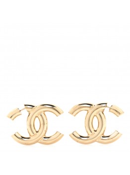 Metal Large CC Earrings Light Gold