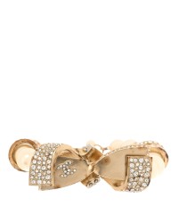 Pearl Crystal CC Bow Bracelet Gold