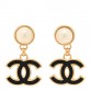 Pearl Enamel CC Drop Earrings Black