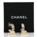 Pearl Crystal Baguette No 5 Lock Drop Earrings Gold Pearly White