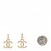 Metal Crystal Studded CC Hoop Drop Earrings Gold