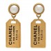 Pearl CC Tags Drop Earrings Gold