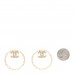 Crystal Pearl CC Door Knocker Hoop Earrings Gold Pearly White