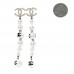 Pearl Crystal Coco's Pearls CC Long Drop Earrings Pearly White Gold Black