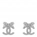 Crystal CC Bow Dangle Earrings Silver