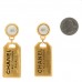 Pearl CC Tags Drop Earrings Gold
